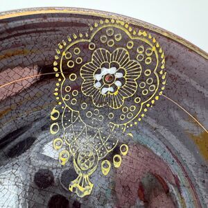Vintage Made in Japan Set 3 Bowls Paisley Crackle Glaze Gold Jeweled 4.75"